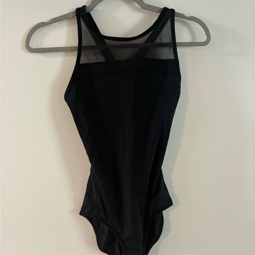 Black Mesh Panel Women's Leotard